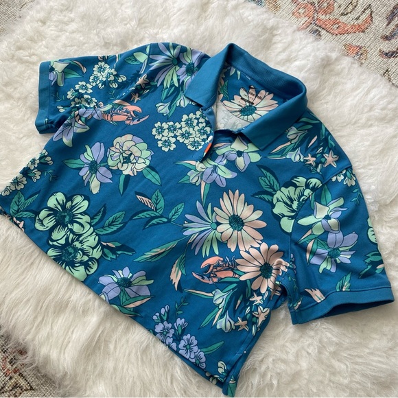 Nike Women's Golf Polo Shirt Crop Top Blue Floral - Picture 2 of 8